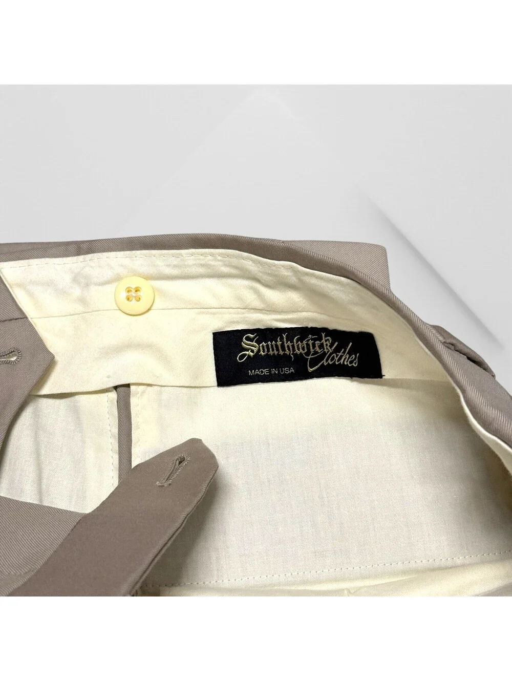 Southwick Clothes Dress Pants Men 34 (33x29) Tan 110s Wool Cuffed Beige
